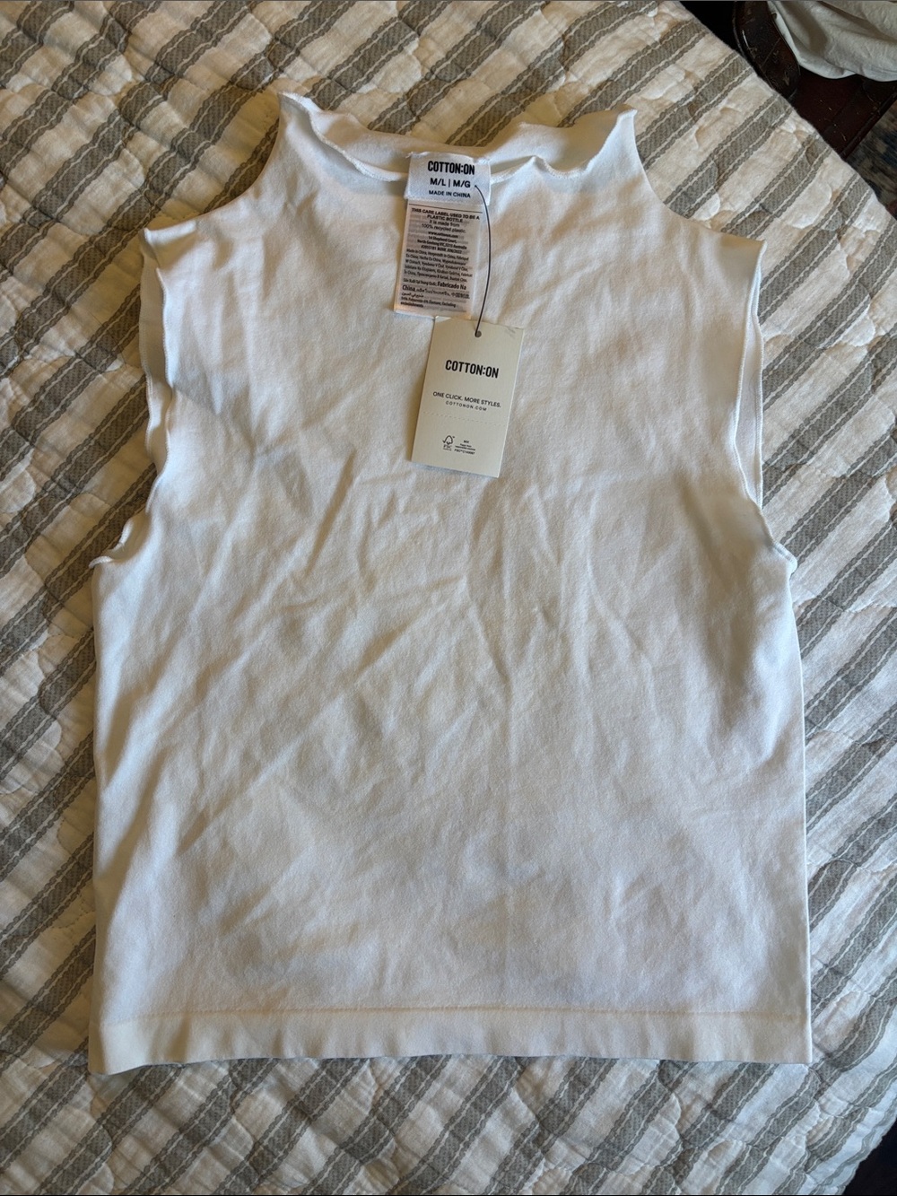 Cotton On White Cropped Tank Top